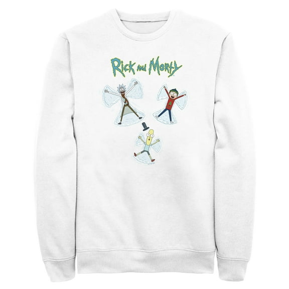 Men's Rick and Morty Christmas Snow Angels  Sweatshirt White Small