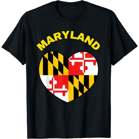 I Love Maryland MD State Flag Heart Baltimore Hon Ocean City T-Shirt