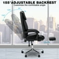 thumbnail image 2 of Hoffree Executive Office Chair Big and Tall Office Chair with Footrest Reclining Leather Chair High Back Ergonomic Computer Desk Chair with Lumbar Back Support for Home Office 500lbs, Black, 2 of 8