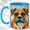Blue, variant on Mosaic Boxer Coffee Mug, Geometric Dog Mug, Ceramic 11 oz