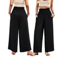 thumbnail image 4 of Zoeecloth Womens Solid Color Slacks Pants Spring/Summer Trousers High Waisted Wide Leg Drawstring Casual Loose Pants Trousers with Pockets S-XL, 4 of 9