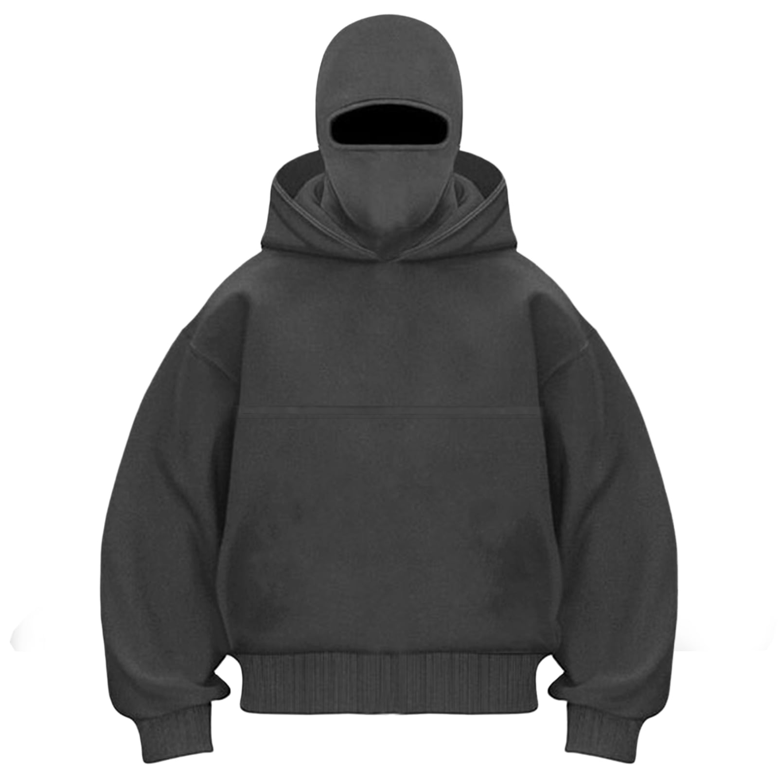 idosla Balaclava Ninja Hoodie with Built In Balaclava Unisex Women Long Sleeved Warm Pet Pocket and Winter Streetwear Sportswear Hoodies (Grey, S)