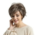 thumbnail image 4 of Adapan Short Ombre Brown Pixie Cut Wigs,Natural Layered Short Brown Wigs,Blonde Highlights Synthetic,Fashion Wig Short Haircut Wigs Short Human Hair Synthetic Wig Ps Wig Cap,Brown,4.4oz, 4 of 9