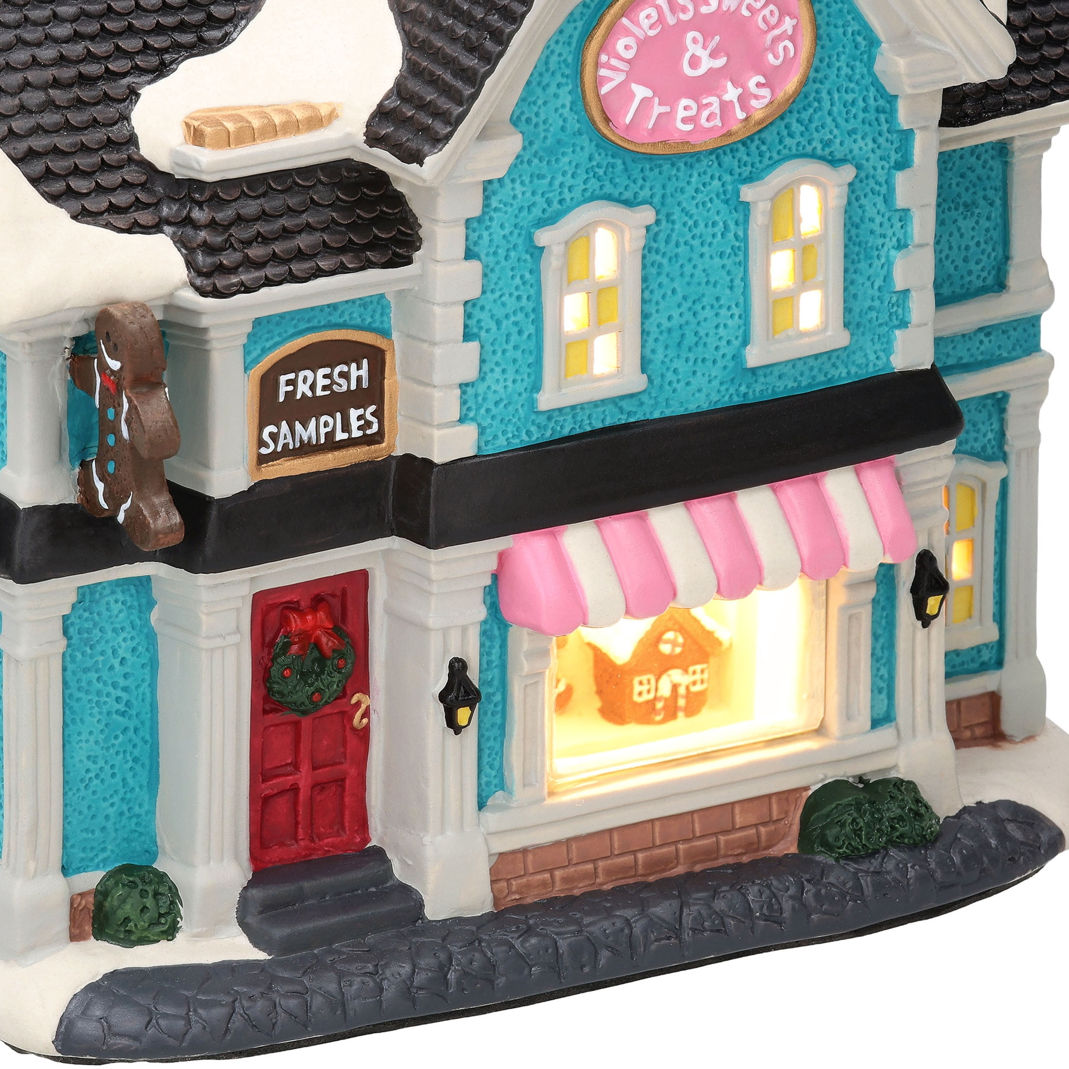 Light-Up Porcelain Candy House Christmas Village Building, Multicolor, 8.25", by Holiday Time