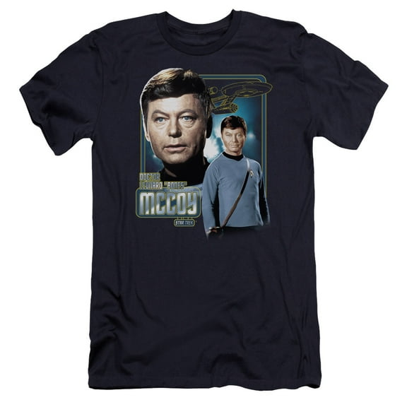 Star Trek Doctor Mccoy Premium Canvas Adult Slim Fit 30/1 T-Shirt Navy