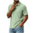 thumbnail image 3 of akafmk Mens Dress Shirts Short Sleeve Collared Shirt Waffle Knit Golf Business Casual Work Shirts Summer Clothes, Size L, 3 of 6