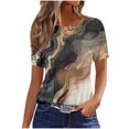 thumbnail image 2 of Favoffer Women's Printed T-Shirt Loose Tunic Round Neck Short Sleeve Daily Casual Outdoor Leisure Solid Color Top, 2 of 5