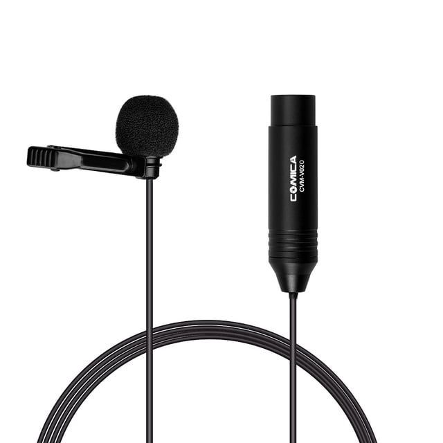 COMICA CVM-V02O Micro Cravate Omnidirectionnel à Condensateur Prise XLR Prend en Charge 48V Alimentation Fantôme Compatible avec Caméscopes Enregistrement Vidéo