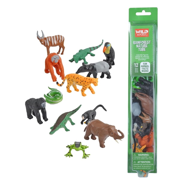 Figuras de juguete Wild Republic Rainforest Nature Tube, 12 piezas