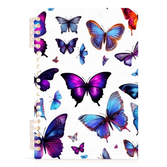 Purple Blue Butterflies Spiral Notebooks 60 Sheets 120 Pages A5 Journal Notepad 8.3x5.7 Inch Thick Adjustable College Ruled Paper