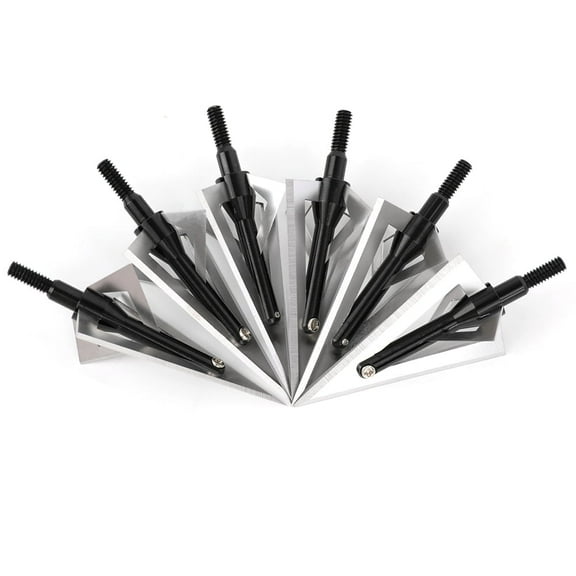 6-pack   Broadhead Arrow Tips with 402 Steel Blades & 6061 Aluminum Shaft – Screw-in Replaceable Arrowheads for Hunting & Target