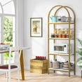 thumbnail image 4 of Tribesigns 70.8" Industrial Wood Bookcase, 4-Tier Open Bookshelf Storage Shelves with Metal Frame, White and Gold, 4 of 6