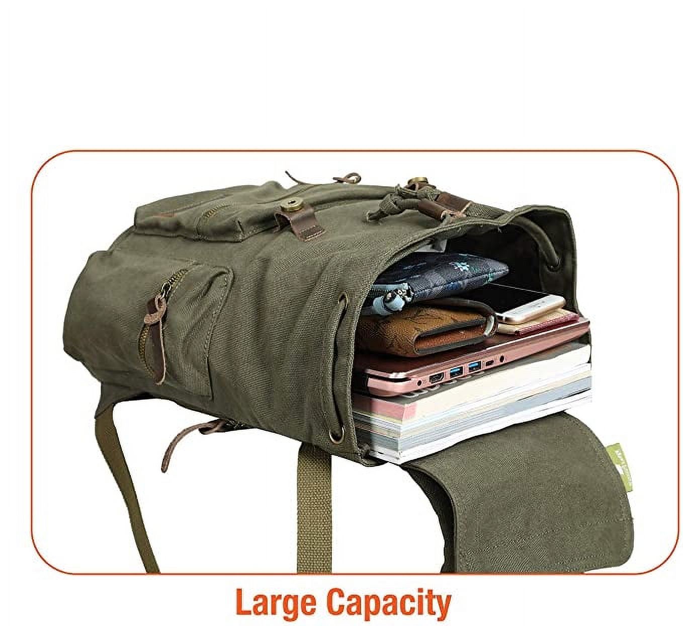 MF Studio Canvas Backpack Vintage Casual Bag Shoulder Sling Daypack Drawstring Travel Rucksack - image 5 of 7