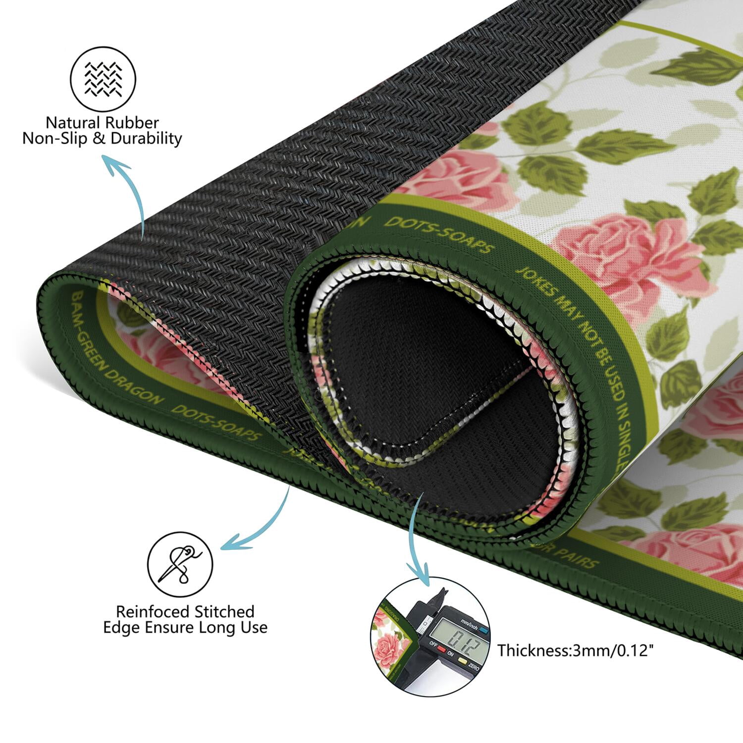 Elegant Mahjong Mat with Rules, 31.5*31.5in Anti Slip American Mahjong Mat for Table, Noise Reduction, Neoprene Mah jongg Mats with Carrying Bag & 3 Dices, Mahjong Set Gift, Board Tile Games Mats