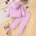 thumbnail image 4 of Vividxx Girls Winter Outfits 2 Piece Set Hooded Zip Up Jacket With Print And Pants Soft Casual Tracksuit For Toddler 18-24 Months, 4 of 8