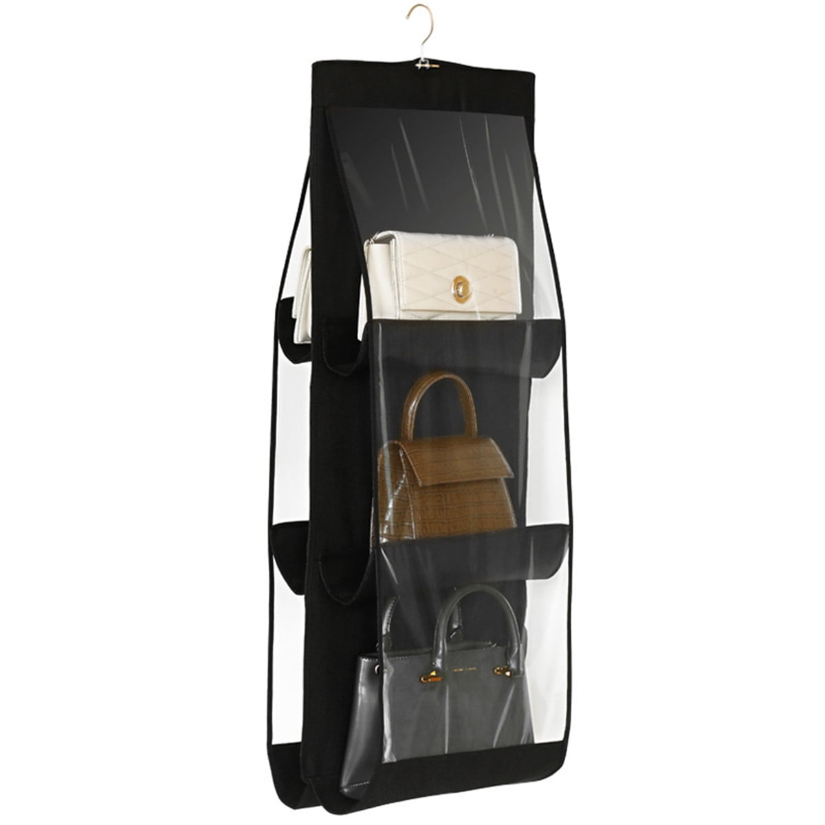 6 Pockets Folding Hanging Handbag Storage Holder Organizer Rack Hook Hanger Bag 