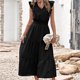 thumbnail image 3 of Vestidos midi Vestido de mujer de una línea sin mangas con cuello en V vestido largo suave para cóctel (negro S) Cgtredaw para Mujer Negro T XL, 3 of 6