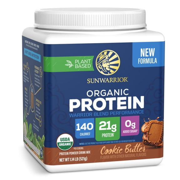 Organic Protein for Performance with BCAAs - Warrior Blend | Plant-Based Protein Support for Performance, Muscle Building & Recovery | Cookie Butter Flavor