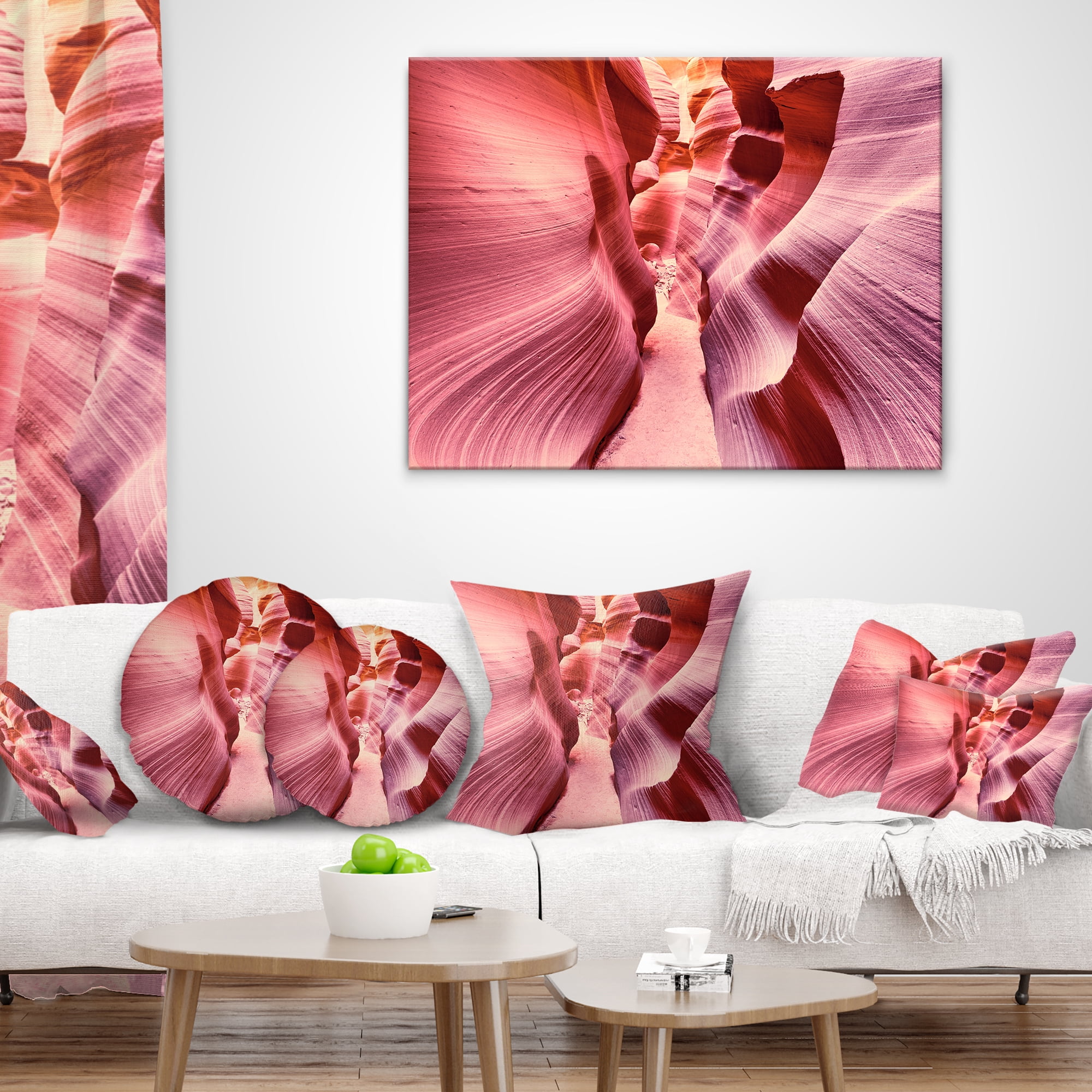 Designart Famous Antelope Canyon - Landscape Photo Throw Pillow - 12x20