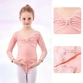 thumbnail image 2 of ZACPNCV Girls Long Sleeve Ballet Leotards Velvet One Piece Gymnatics Dance Kids Stretch Gymnastics Bodysuit Ballet Outfits Pink 3-4 Years, 2 of 9