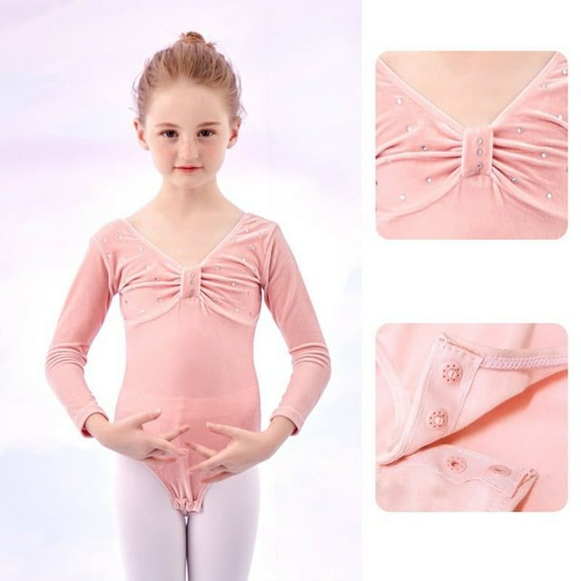 Toddler Kids Children Dance Clothes Long Sleeves Training Clothes Performance Jumpsuit