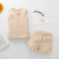 thumbnail image 2 of Baby Summer Clothes Toddler Girls 2pcs Cotton Solid Color Vest Tops Shorts Suit Clothing Outfits, 2 of 8