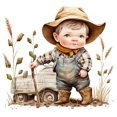 thumbnail image 1 of Pintura de diamante 5D DIY Taladro redondo completo Cowboy Kid Kit Decoración para el hogar Arte Artesanía, 1 of 9
