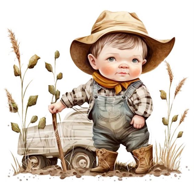 Pintura de diamante 5D DIY Taladro redondo completo Cowboy Kid Kit Decoración para el hogar Arte Artesanía