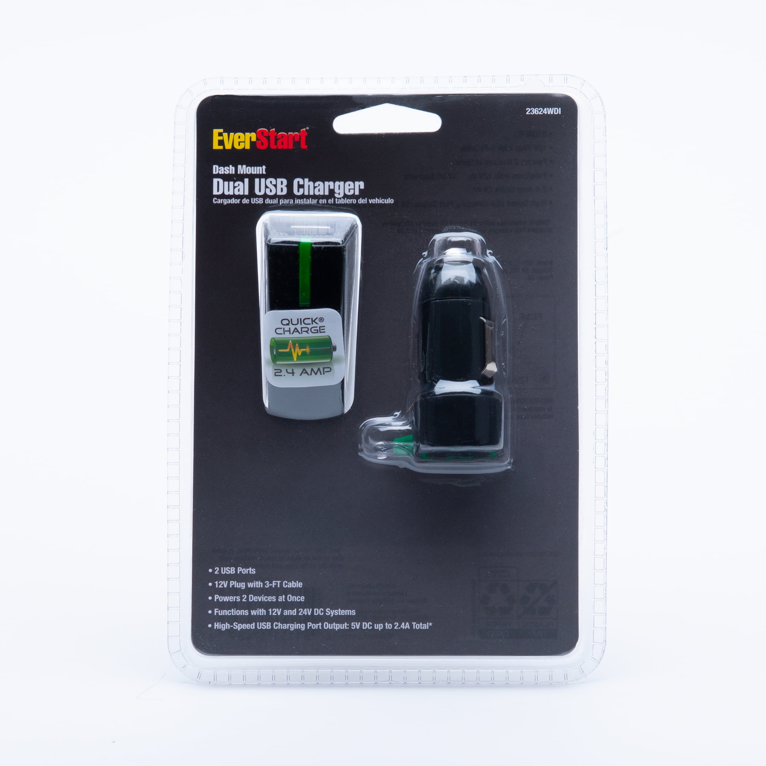 EverStart Automotive Electrical 12 Volt 2.4 Amp Dual USB Charger, 23624WDI
