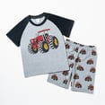 thumbnail image 2 of NOLDARES Toddler Baby Boy Clothes Summer Outfit Short Sleeve Tractor Letter Print T Shirt Shorts Set Blazer,5-6 Y, 2 of 9