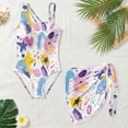 thumbnail image 5 of Jiueut Heart Star Splash Print Girls Swimsuit with Adjustable Strap One Piece One Shoulder Swimwear with Mesh Cover Up Skirt Cute Bathing Suit 7-18 Years, 5 of 7
