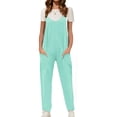 thumbnail image 4 of Spaghetti Strap Sleeveless Womens Casual Jumpsuits Loose Romper Long Pants with Pockets, 4 of 5