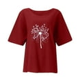 thumbnail image 4 of EQWLJWE Chemises pour Femmes Liquidation T-Shirts pour Femmes Chemises Aguichant pour Femmes Col Rond Manches Courtes Hauts Blouse Imprimée Régulière, 4 of 6