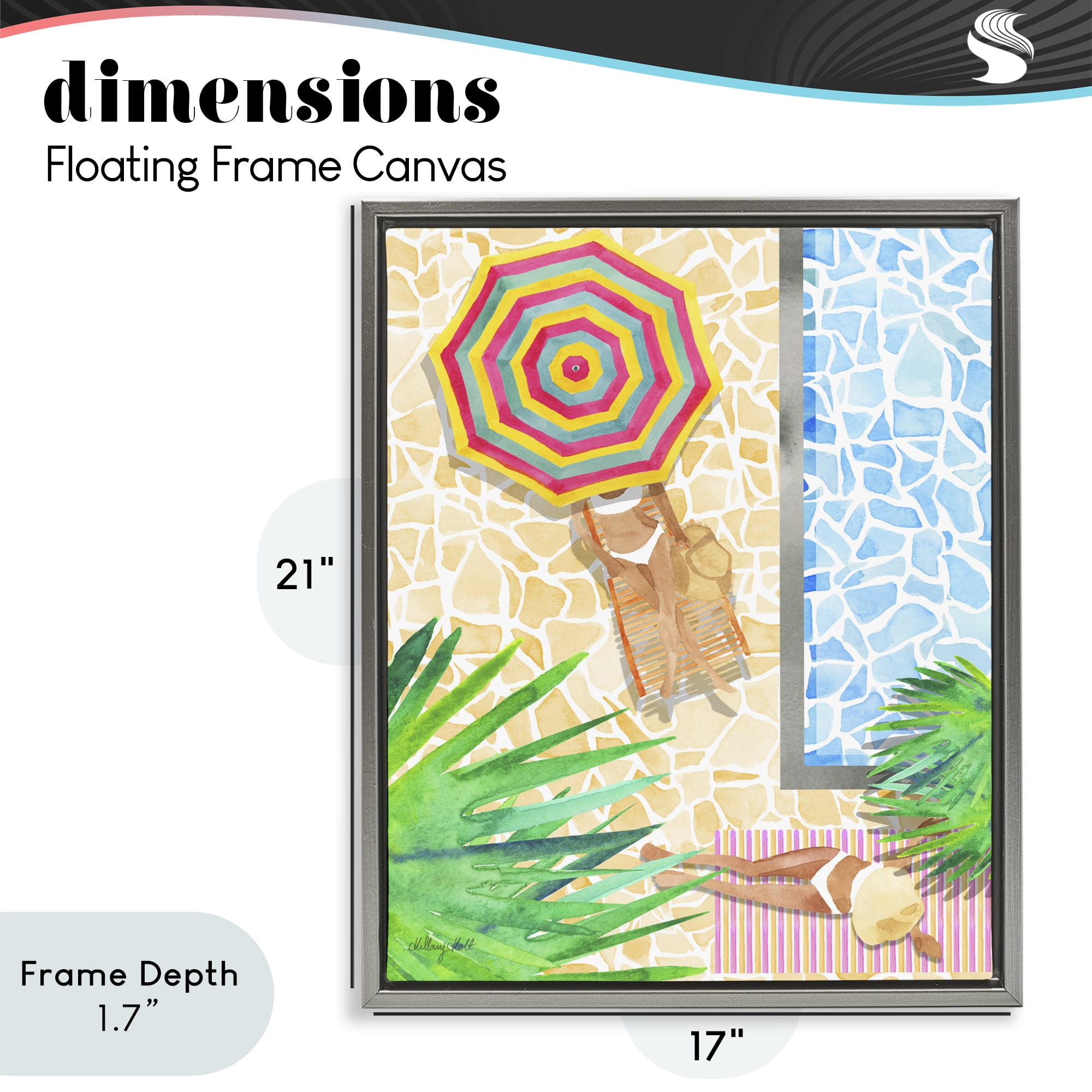 Stupell Industries Poolside Chill Duo Gray Framed Floater Canvas Wall Art, design by Hillary Holt