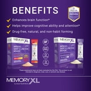 MemoryXL, Magnesium L-Threonate: Brain Supplement for Memory & Focus; Magtein®, Phosphatidylserine, Vitamin Mix. Improves Memory Focus Attention Learning & Logic. 0 Sugar, 0 cal, 30pk Cranberry Lemon