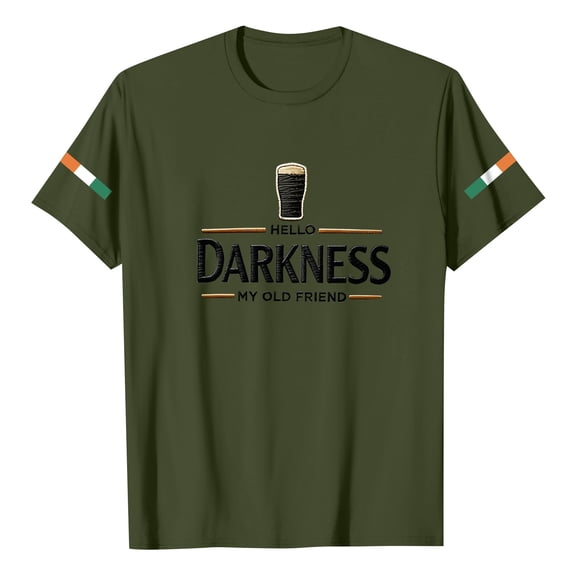Hello Darkness My Old Friend Graphic Crew Neck Short Sleeve T-Shirt for Men Casual Streetwear Tee