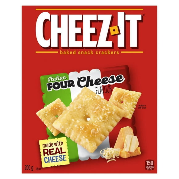 Cheez-It Baked Snack Crackers Italian Four Cheese Flavour 200g, Made with real cheese