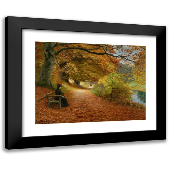 Hans Andersen Brendekilde 14x11 Black Modern Framed Museum Art Print Titled - Wooded Path in Autumn (1902)