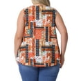 thumbnail image 3 of Agnes Orinda Women's Plus Size Boho Tank Tops Pleated Round Neck Sleeveless Curved Hem Casual Beach Flowy Camisole Tee Shirts 1X Orange, 3 of 6