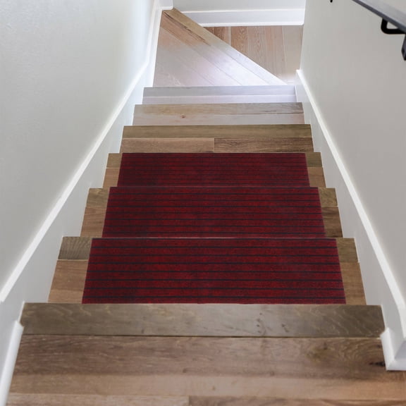 SOPOTUTU 2-Pack Red Non- Indoor Stair Treads with Noise Reduction, Polyester Material for