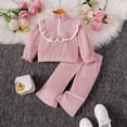 thumbnail image 5 of Mnyotv Toddler Baby Girl Clothes 2Pcs Fall Outfits Ruffle Long Sleeve Tops and Wide Leg Pants Casual Lounge Set Size 18-24 Months, 5 of 8