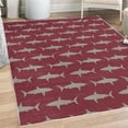 thumbnail image 1 of Sea Animals Decorative Rug, Sharks Swimming Horizontal Silhouettes Powerful Dangerous Wild Life, Quality Carpet for Bedroom Dorm and Living Room, 6 Sizes, Taupe Grey Raspberry, by Ambesonne, 1 of 4