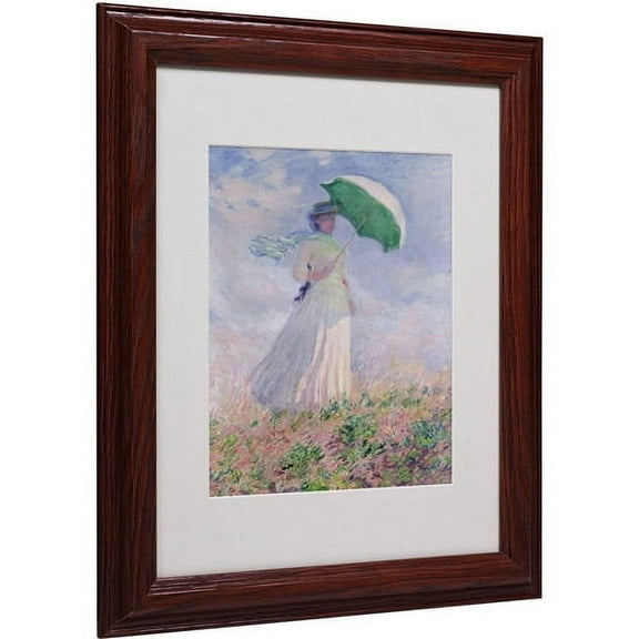 Trademark Fine Art "Woman With a Parasol" Matted Framed Canvas Art by Claude Monet
