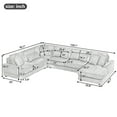thumbnail image 3 of 129" Oversized Sectional Couch, U-shaped Sofa with Chaise Lounge,5 Seater Modern Upholstered Sofa with Curved Armrests, Modular Deep Seat Sofa for  Living Room, Brown, 3 of 10