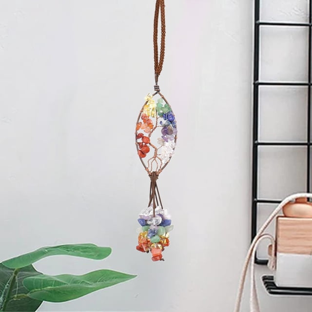 Xihbxyly Árbol de La Vida de Cristal Tejido a Mano, Colorido Adorno para Coche, Brillante Decoración de Interiores, Acogedor Detalle para El Hogar, Ligero y Exquisito, Tamaño 21 X 6 X 2 Cm, Idea de R
