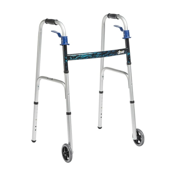 Andador plegable con gatillo de liberación Drive Medical 10226-1, acero cepillado
