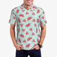 thumbnail image 1 of Vsdgher Polos à Imprimé Melon D\'eau pour Hommes, Polo Extensible à Manches Courtes pour Hommes, Chemises pour Hommes-X-Grand, 1 of 6