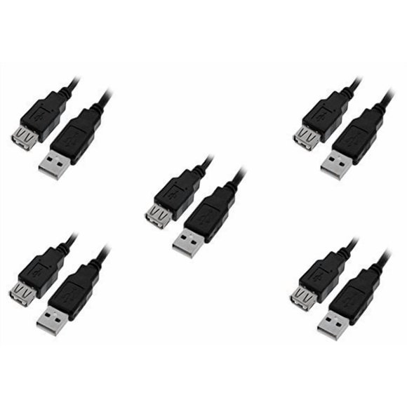 eDragon Câble d'Extension USB 2.0 Noir, (10 Pieds/3 Mètres) Mâle à Femelle, (5 Pack)