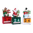 thumbnail image 1 of Tres adornos de calendario de Navidad de madera, regalos de Navidad, calendario de madera de alce y muñeco de nieve de Papá Noel BRILLAR Rojo Verde, 1 of 5