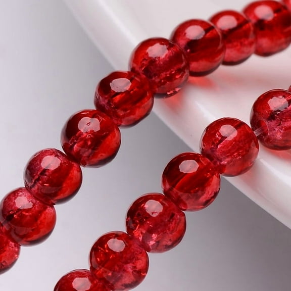 Crackle Glass Beads Strands Round Red 4mm Hole: 1.1~1.3mm about 200pcs/strand 31.4 inch